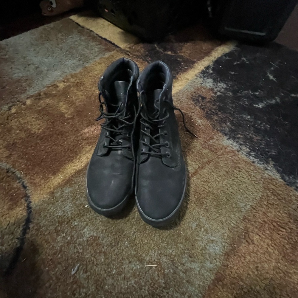 Black Lace-Up Ankle Boots with Matte Finish